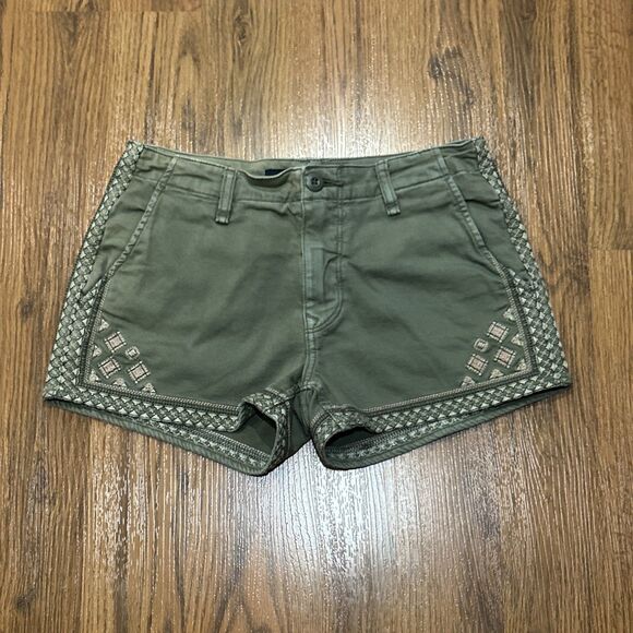 Driftwood Connie Shorts Womens 26 Green Floral Embroidered Pockets - Picture 1 of 12